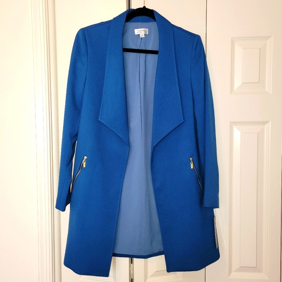 Tahari topper jacket open front in dark teal color Size 10.